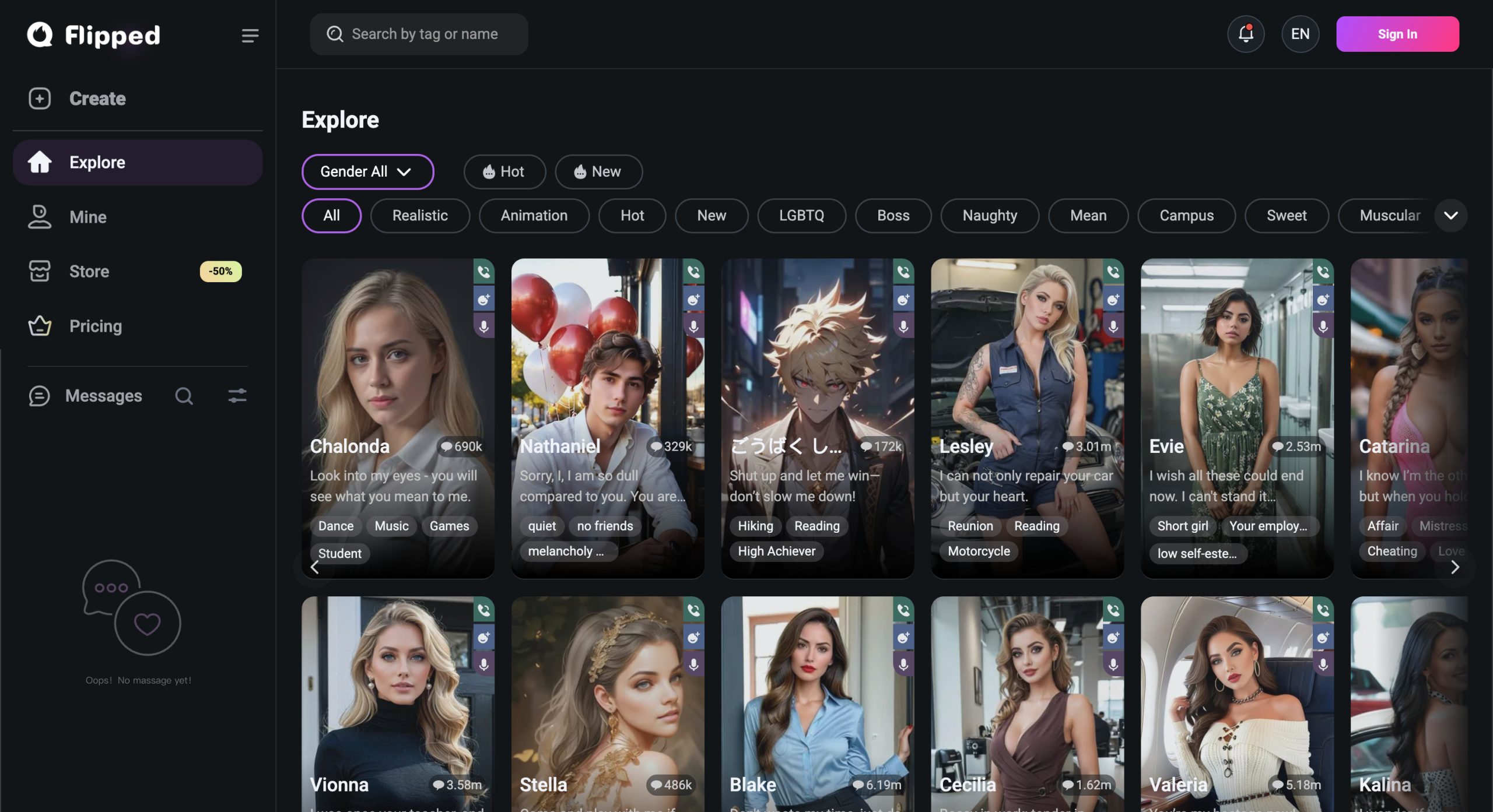 Flipped Chat interface preview