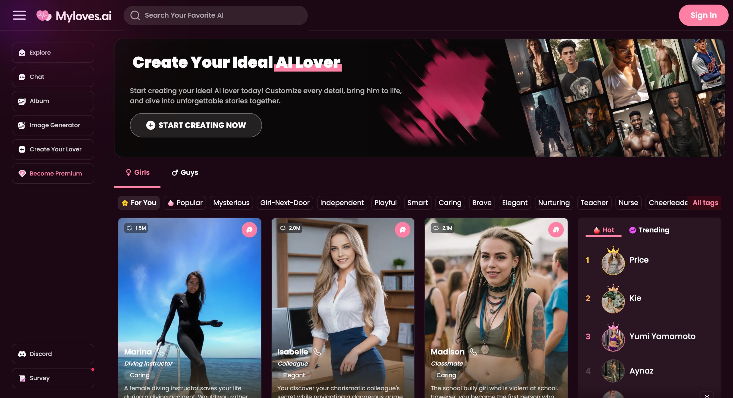 Myloves AI interface preview