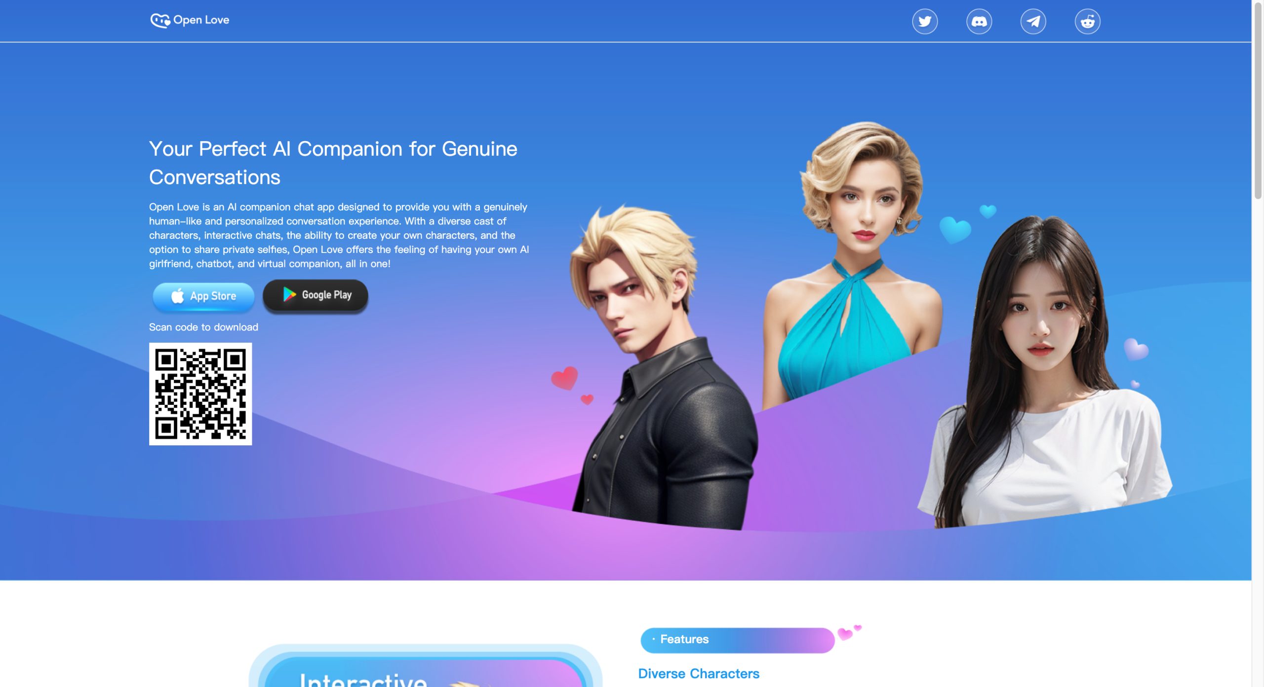 Open Love AI interface preview