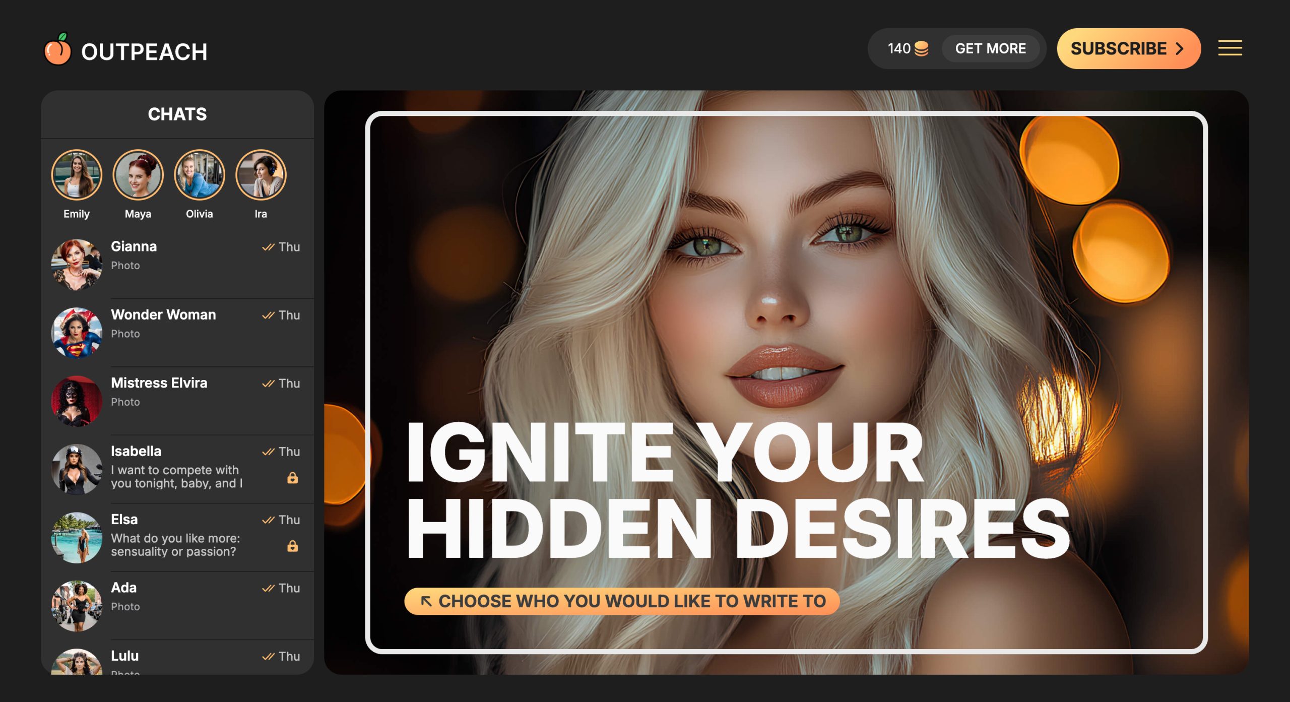 OutPeach interface preview