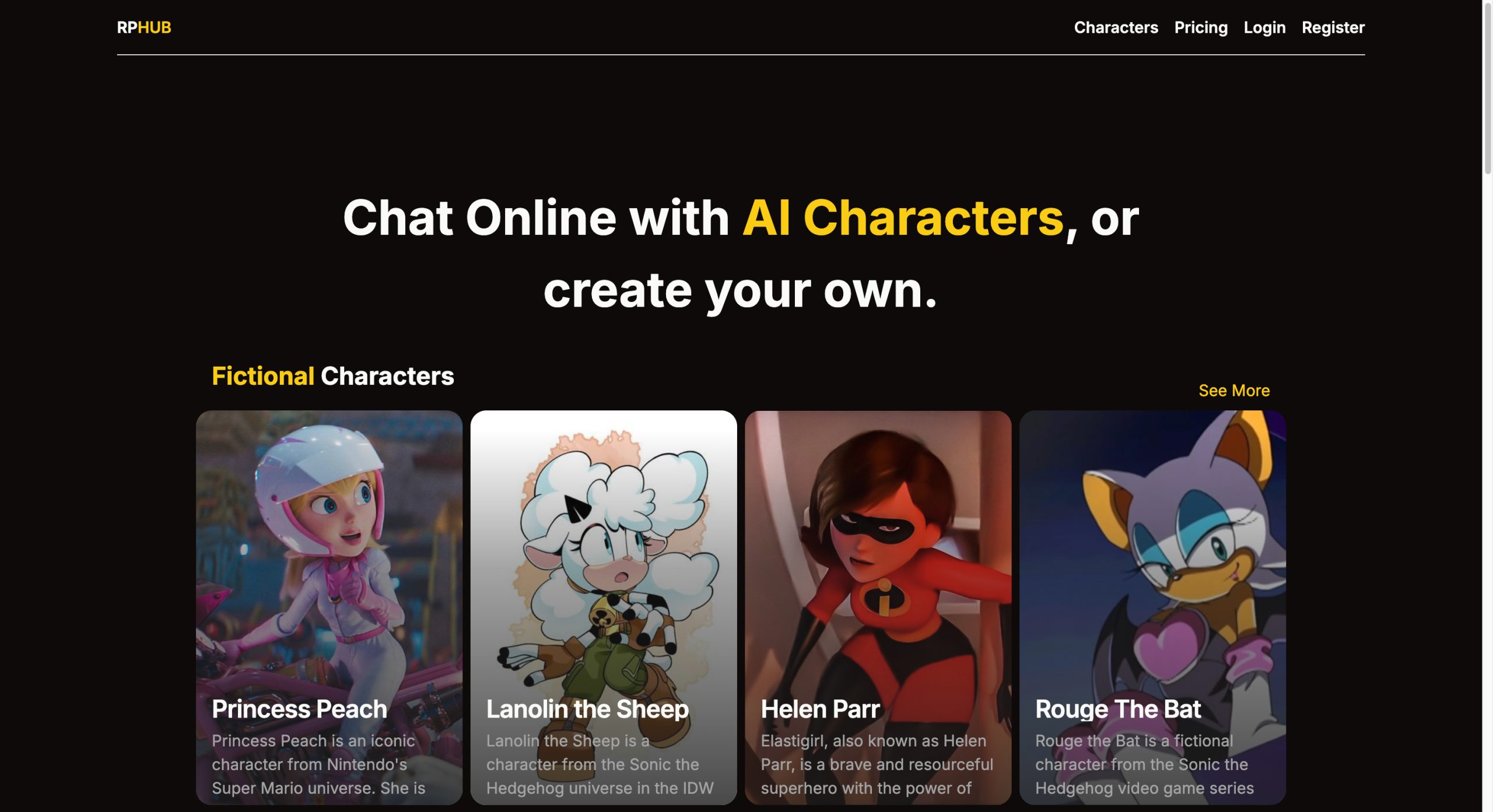 RolePlay Hub interface preview